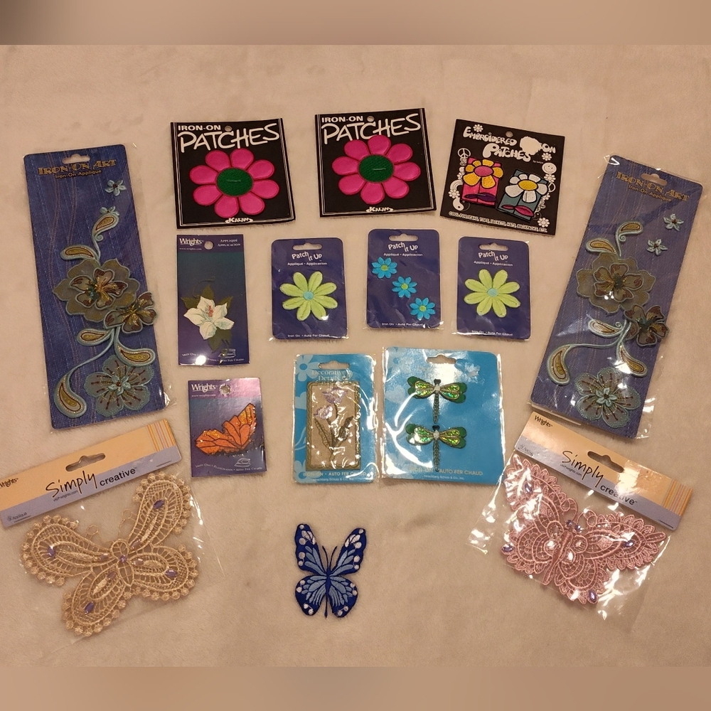 Colorful Embroidered Iron-On Patches Set